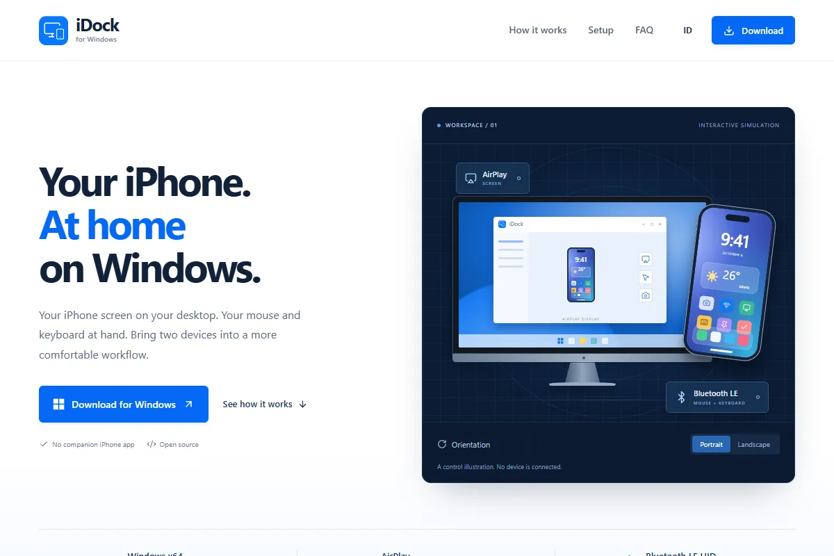 iDock for Windows website preview